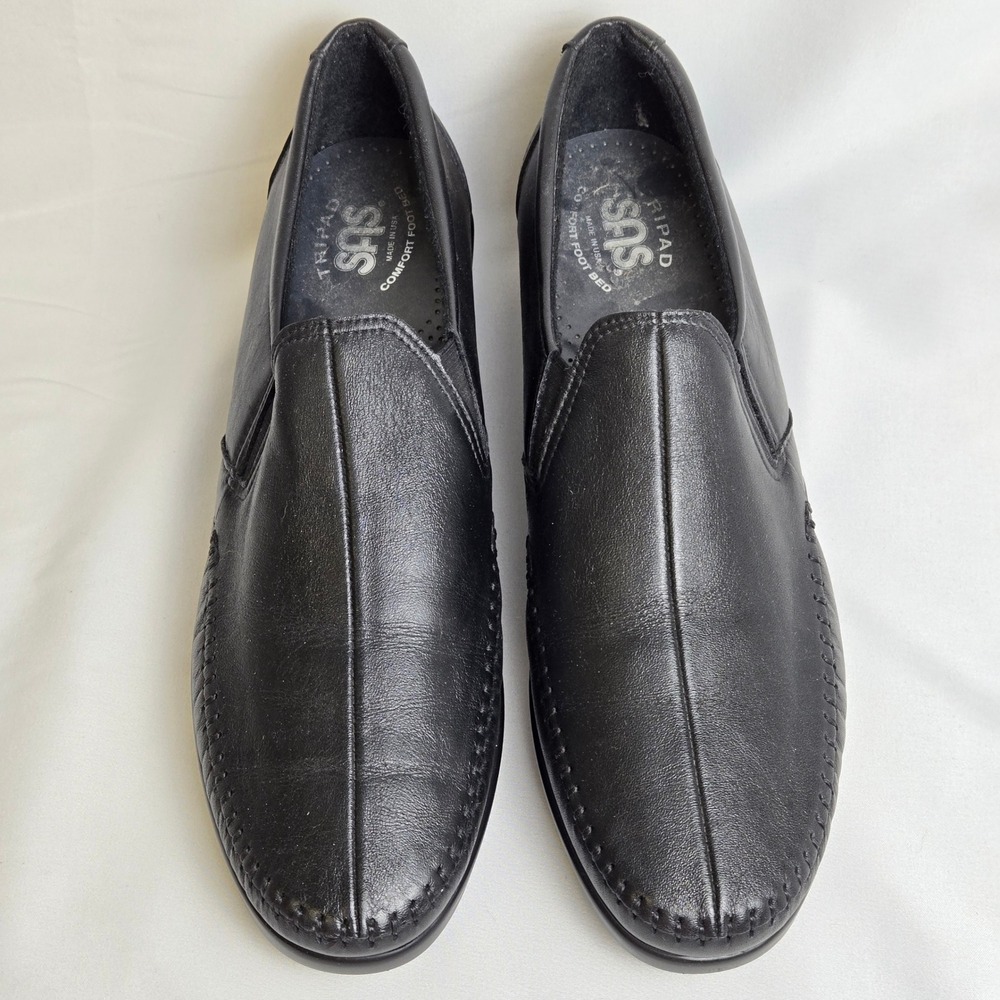 SAS‎ Dream Slip On Leather Moccasin Loafers, Dual Goring, Wedge Heel, 9.5 Slim